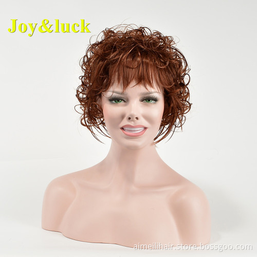Women's Wholesale Prices Ladies Hair Wig With Bangs Blond Party Free Part Blonde Natural Straight Pixie Cut Short Synthetic Wigs